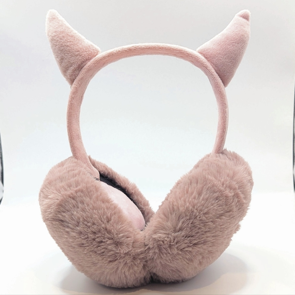 Women's Dusty Pink Faux Fur Devil Earmuffs